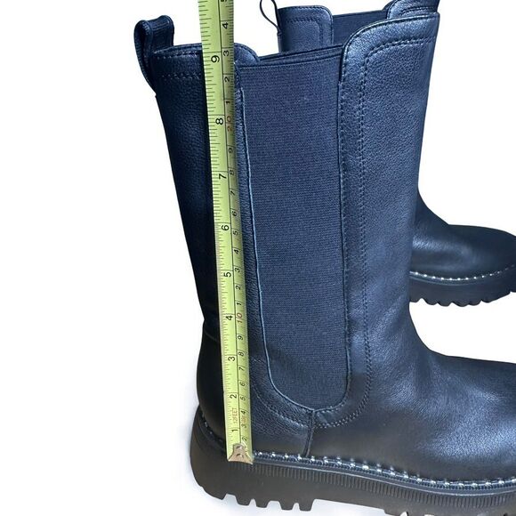 Kenneth Cole Boots Women's Size 7 Black Leather Radell Chelsea Chunky Lug Sole - Picture 11 of 12